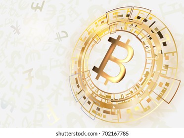 Bitcoin symbol on a bright  background.Vector illustration.