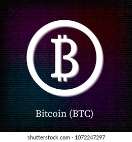 Bitcoin symbol on dark binary code background. Cryptocurrency icon. Virtual digital money. Blockchain concept. Easy to use vector element of design for websites, social media, apps, logo etc.