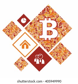 Bitcoin symbol on decorative background 