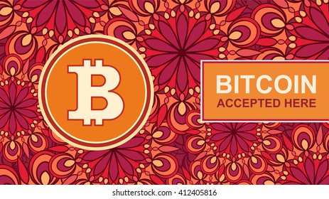 Bitcoin symbol  on decorative background with ottoman motifs