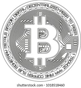  bitcoin symbol on obverse isolated. Vector illustration