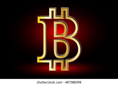 Bit-coin symbol on a red background ,