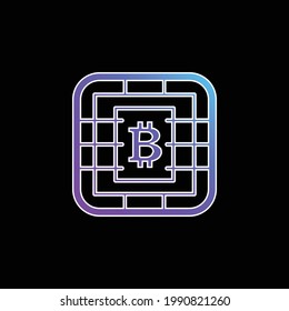 Bitcoin Symbol On Sim Card Chip blue gradient vector icon