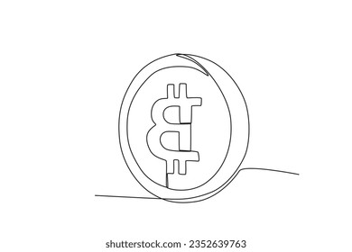 A Bitcoin symbol. Bitcoin one-line drawing