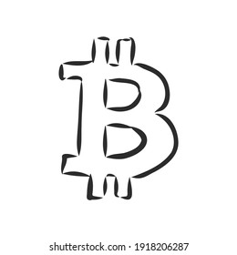 Bitcoin symbol. Outline vector illustration isolated on white background. bitcoin, vector sketch on a white background