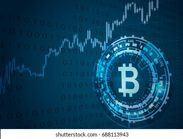 Bitcoin symbol and price chart.Cryptocurrency concept.