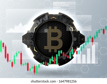 Bitcoin symbol and price chart.Cryptocurrency concept.Vector illustration.