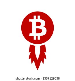 Bitcoin symbol, rocket, to the moon, vector, isolated on white background