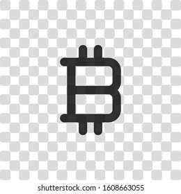 bitcoin symbol, simple icon. Black symbol on transparency grid