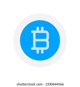 bitcoin symbol, simple icon. Icon in colored circle with gray bold border. Web button, modern flat design