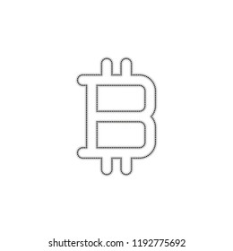 bitcoin symbol, simple icon. Dotted outline silhouette with shadow on white background