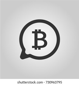 Bitcoin symbol in a speech bubble - bitcoin vector symbol