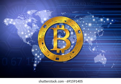 Bitcoin symbol. Technology concept background. Abstract vector illustration.