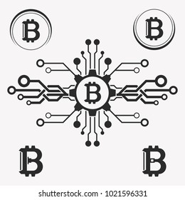Bitcoin symbol template. Cryptocurrency badge.
