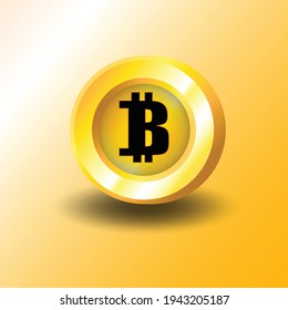 bitcoin symbol vector in gold and black color