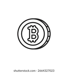 Bitcoin symbol within a round coin shape, representing the digital cryptocurrency.
