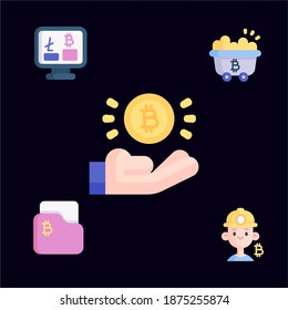 Bitcoin symbols in flat design. Vector