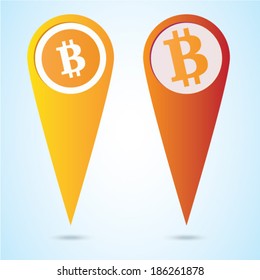 BitCoin symbols in Map Pin - Vector