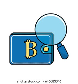 bitcoin symbon in the wallet with magnifying glass