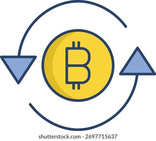 bitcoin sync linear color icon design