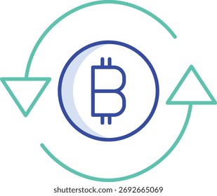 Bitcoin Sync Umriss Farbe Symbol Design