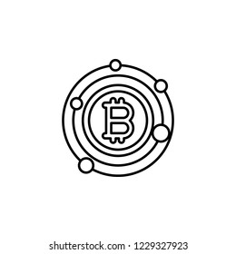 bitcoin, system icon. Element of crypto currency icon. Thin line icon for website design and development, app development