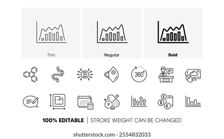 Bitcoin system, Timeline and Phosphorus mineral line icons. Pack of Exhibitors, 360 degrees, Upper arrows icon. Message, Medical mask, Account pictogram. Floor plan, Chemical formula. Vector