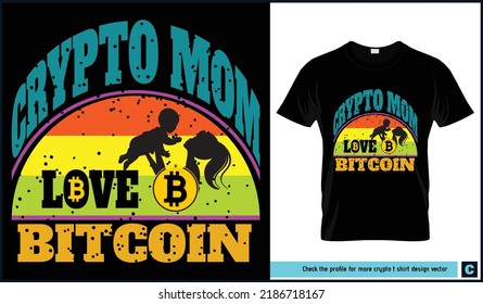 Bitcoin t Shirt Bundle Retro Vintage Stil und arbeitende Mutter. Mama, Kinder, Bitcoin und Typografie.