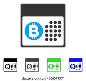 Bitcoin Table flat vector icon. Colored bitcoin table gray, black, blue, green pictogram versions. Flat icon style for application design.