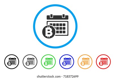 Bitcoin Table rounded icon. Style is a flat bitcoin table gray symbol inside light blue circle with black, gray, green, blue, red, orange variants. Vector designed for web and software interfaces.