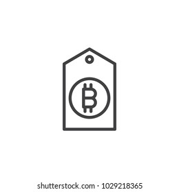 Bitcoin tag outline icon. linear style sign for mobile concept and web design. Cryptocurrency label simple line vector icon. Symbol, logo illustration. Pixel perfect vector graphics