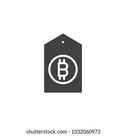 Bitcoin tag vector icon. filled flat sign for mobile concept and web design. Cryptocurrency label simple solid icon. Symbol, logo illustration. Pixel perfect vector graphics