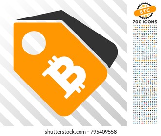Bitcoin Tags pictograph with 700 bonus bitcoin mining and blockchain pictographs. Vector illustration style is flat iconic symbols design for blockchain apps.