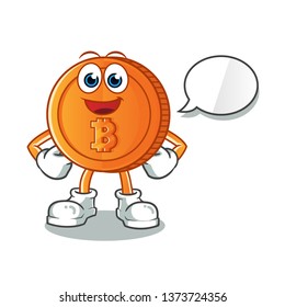 bitcoin talking mascot vector cartoon art illustration