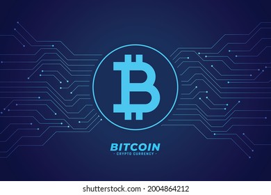 Bitcoin technology background with circuit lines
