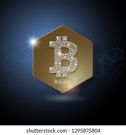 Bitcoin technology icon design. Virtual crypto currency. Use for print products, page and web decor or other design.