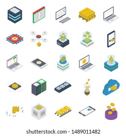 Bitcoin Technology Isometric Icons Pack