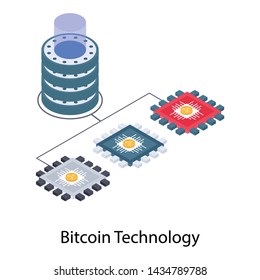 
Bitcoin technology isometric illustration design 
