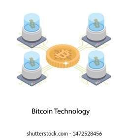 Bitcoin technology isometric illustration design