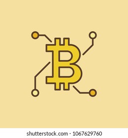 Bitcoin technology vector colorful concept logo element or icon