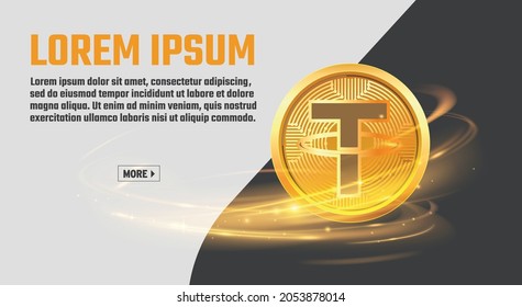 bitcoin tether crypto currency vector banner design template