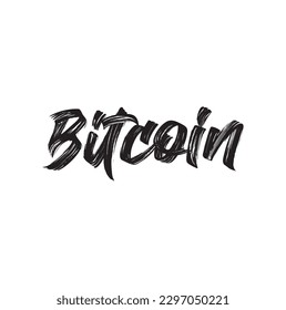Bitcoin text , Digital currency , Cryptocurrency. Golden isolated on white background.