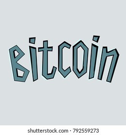 Bitcoin text on stone pop art retro vector illustration. Color background. Comic book style imitation.