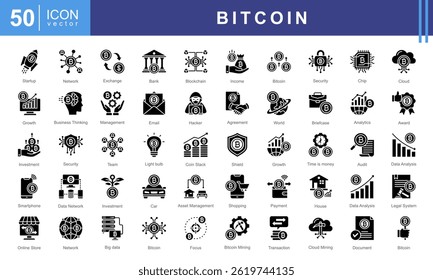 Bitcoin theme icon set embodies the essence of cryptocurrency, blockchain technology, and digital finance. This collection includes modern, sleek icons designed for fintech, trading, and investment.