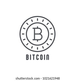 Bitcoin thin line icon. Modern vector illustration of cryptocurrency.