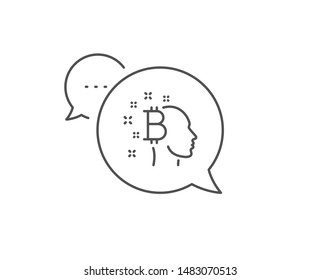 Bitcoin think line icon. Chat bubble design. Cryptocurrency head sign. Crypto money symbol. Outline concept. Thin line bitcoin think icon. Vector
