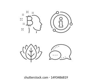 Bitcoin think line icon. Chat bubble, info sign elements. Cryptocurrency head sign. Crypto money symbol. Linear bitcoin think outline icon. Information bubble. Vector