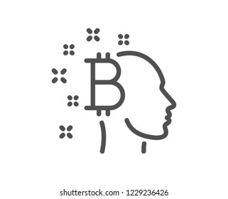 Bitcoin think line icon. Cryptocurrency head sign. Crypto money symbol. Quality design flat app element. Editable stroke Bitcoin think icon. Vector