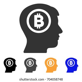 Bitcoin Thinking Head icon. Vector illustration style is flat iconic symbol with black, grey, orange, blue color variants. Designed for web and software interfaces.
