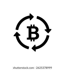 Bitcoin Through Rotating Arrows Loop - Cryptocurrency and Digital Cycles